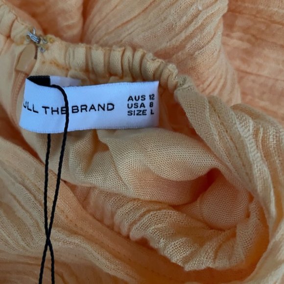 Faithfull the Brand Constance Linen Gauze Minidress Saffron orange Yellow Large - Picture 4 of 10